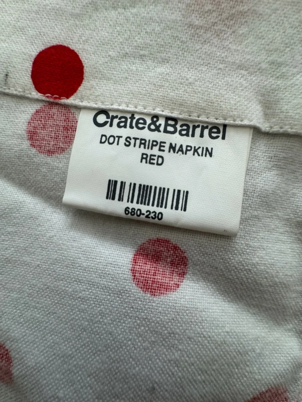 EUC Crate&Barrel Red Dot Stripe Napkin Set - Red on White
